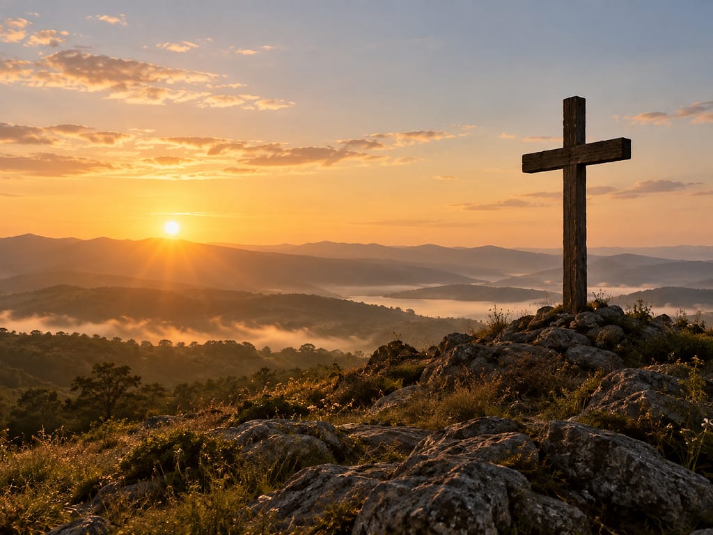 The cross of Jesus represents forgiveness and salvation from sin.